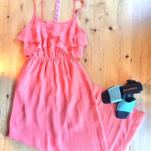 2/$30 Three Pink Hearts S t-back flutter maxi dress
